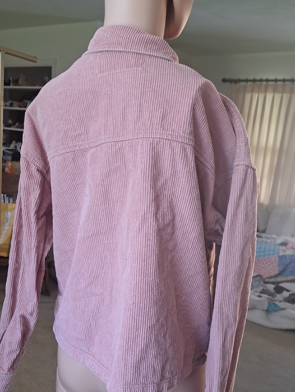Women's Corduroy Snap Jacket - Dusty Rose S Ptp 21" - Picture 5 of 7